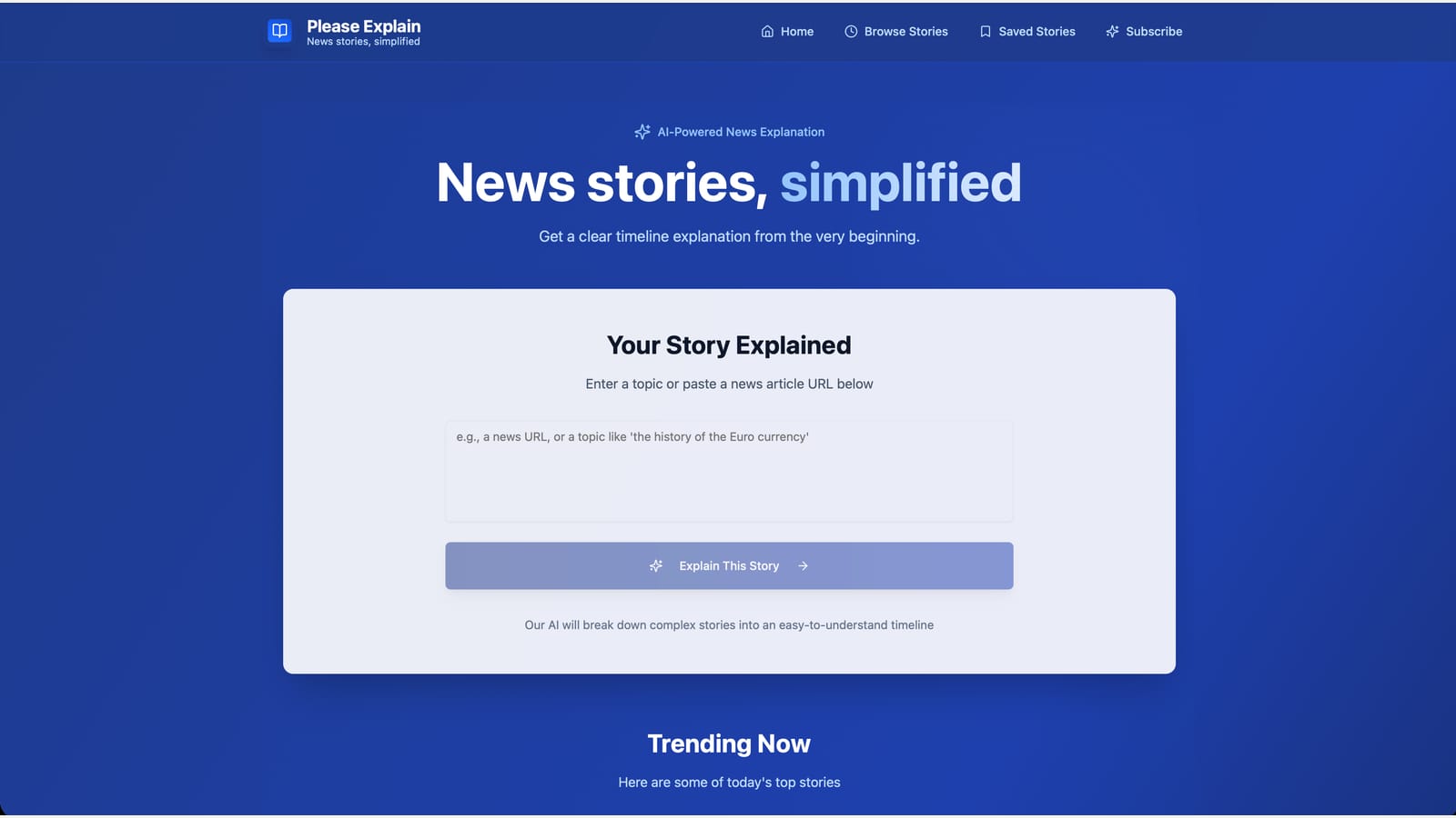Home · ask anything, get a timeline.